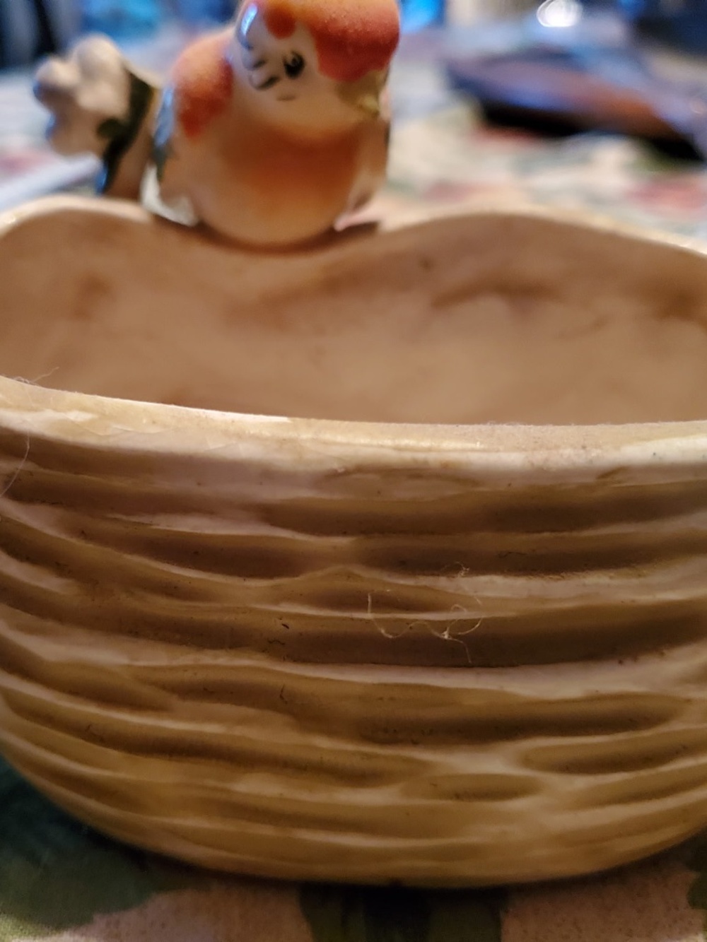 Ceramic bird and flower container  made in occupied Japan